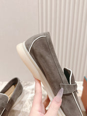 LP LOAFERS 25S IN ASH BROWN SUEDE WITH SILVER HARDWARE
