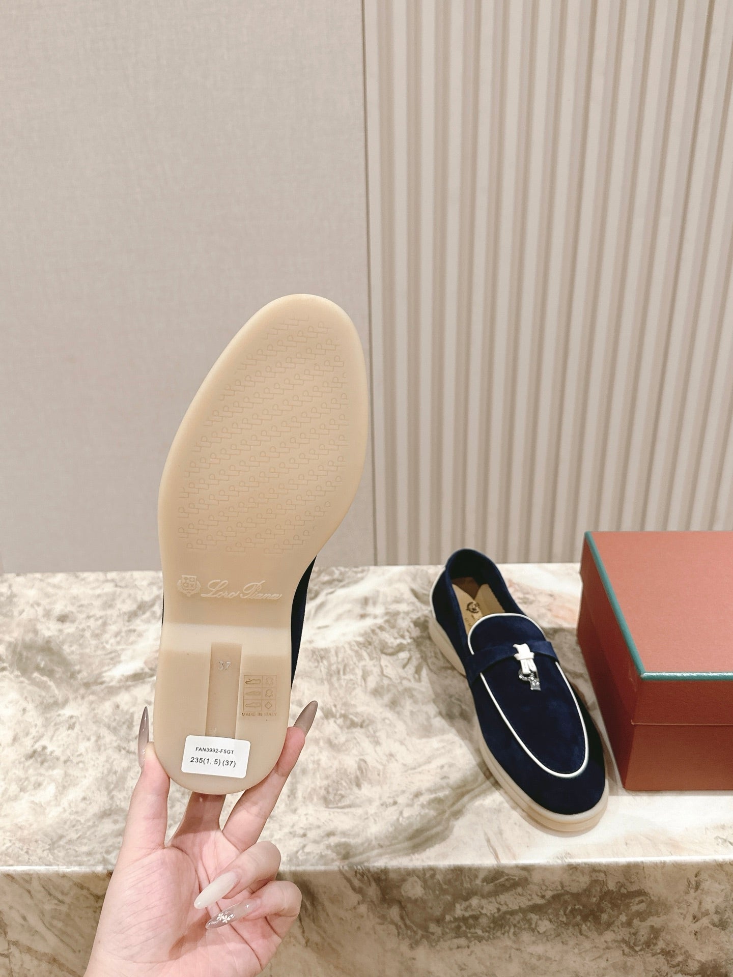LP LOAFERS 25S IN MIDNIGHT BLUE SUEDE WITH SILVER HARDWARE