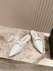 CC FLAT MULES 25S IN WHITE PATENT LEATHER