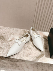 CC FLATS 25S IN WHITE PATENT LEATHER