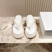 CHLOÉ 26S PLATFORM FLIP-FLOPS IN WHITE LAMBSKIN