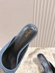 CELINE 25S ALMA TRIOMPHE MULE 45MM IN DENIM SILVER HARDWARE