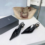 YSL 26S SLINGBACK HEELS 65 MM IN BLACK CALFSKIN