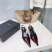 YSL 26S SLINGBACK HEELS 65 MM IN DARK RED CALFSKIN