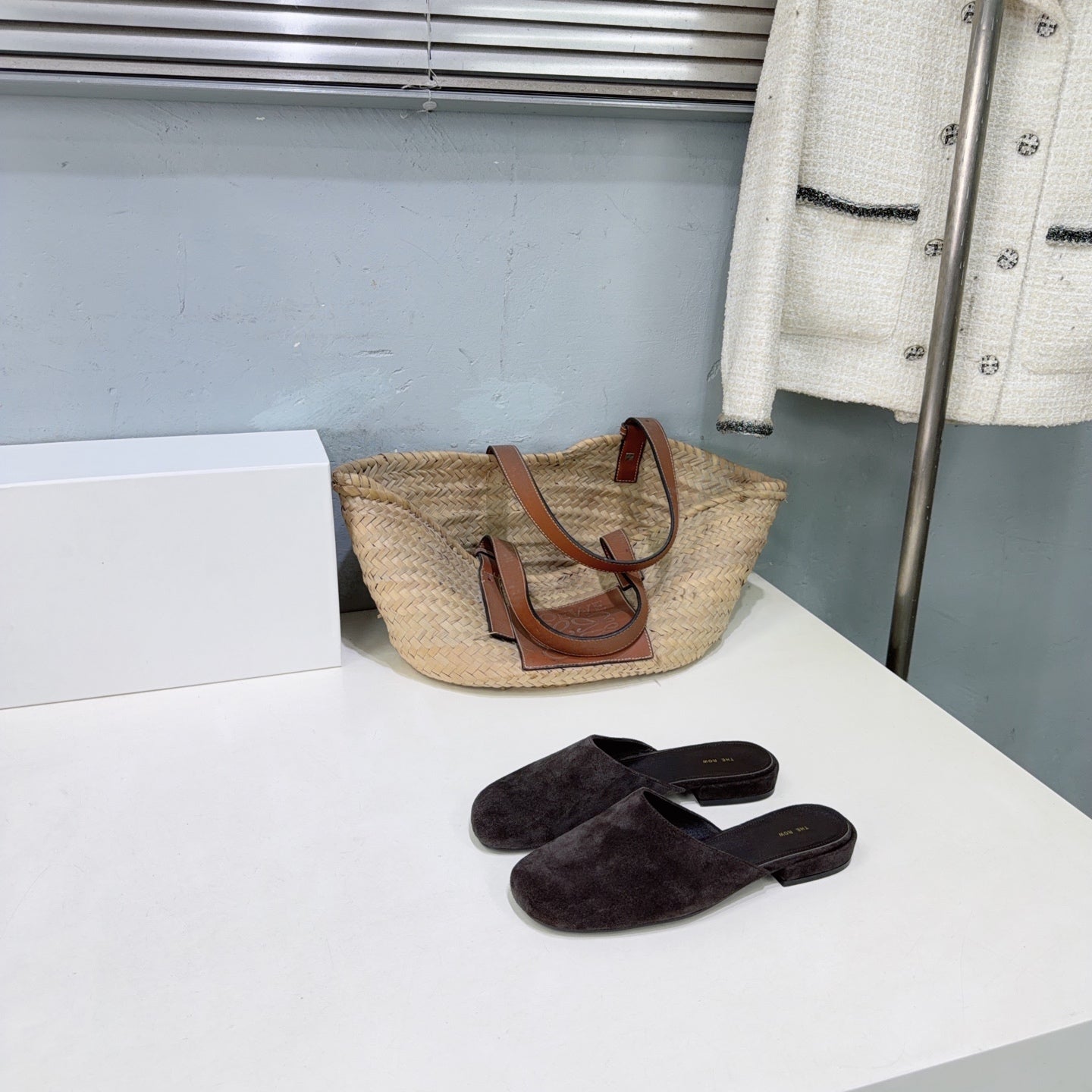 THE ROW 26S ROUND TOE MULES IN DARK BROWN SUEDE