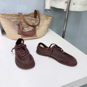 THE ROW 26S LACE UP SNEAKERS IN DARK BROWN SUEDE AND MESH