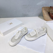 THE ROW 26S LACE UP SNEAKERS IN WHITE CALFSKIN AND MESH