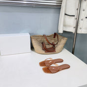 THE ROW 26S SQUARE TOE THONG SANDALS IN TRANSLUCENT BROWN PVC WITH SILVER FOOTBED