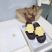 THE ROW 26S STRAP SLIDES IN LIGHT YELLOW CALFSKIN