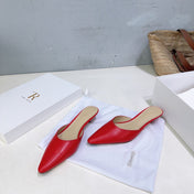 THE ROW 26S POINTED TOE MULE HEELS 35MM IN DARK RED CALFSKIN