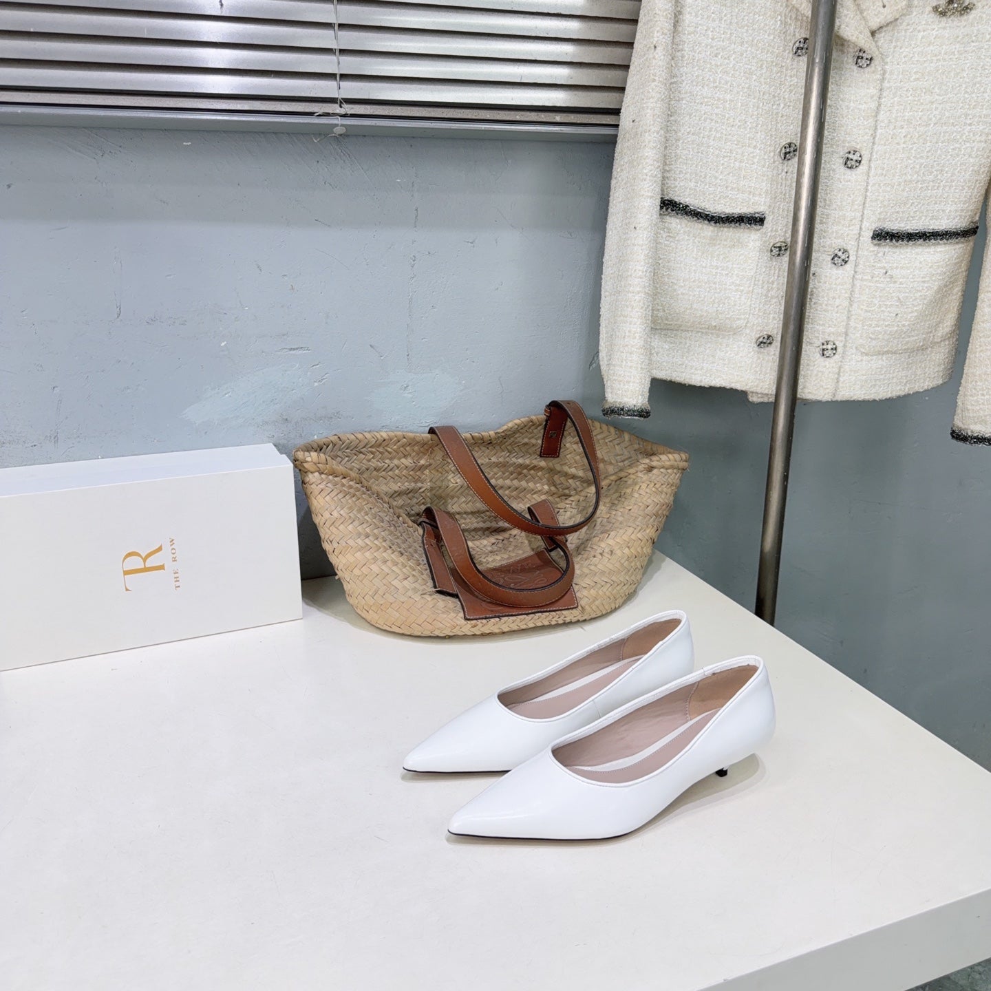 THE ROW 26S POINTED TOE PUMPS 35MM IN WHITE CALFSKIN