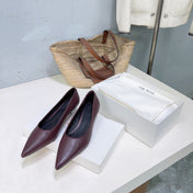 THE ROW 26S POINTED TOE PUMPS 35MM IN BURGUNDY RED CALFSKIN