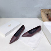 THE ROW 26S POINTED TOE PUMPS 35MM IN BURGUNDY RED CALFSKIN