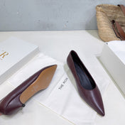 THE ROW 26S POINTED TOE PUMPS 35MM IN BURGUNDY RED CALFSKIN