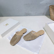 THE ROW 26S MULE FLATS IN BEIGE MESH FABRIC