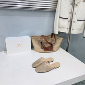 THE ROW 26S MULE FLATS IN BEIGE MESH FABRIC