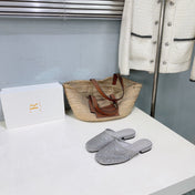 THE ROW 26S MULE FLATS IN GREY MESH FABRIC
