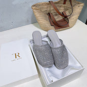 THE ROW 26S MULE FLATS IN GREY MESH FABRIC