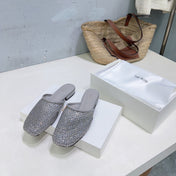 THE ROW 26S MULE FLATS IN GREY MESH FABRIC