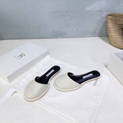 THE ROW 26S ROUND TOE MULE FLATS IN IVORY WHITE SMOOTH CALFSKIN