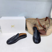 THE ROW 26S LOAFER MULES IN BLACK SMOOTH CALFSKIN