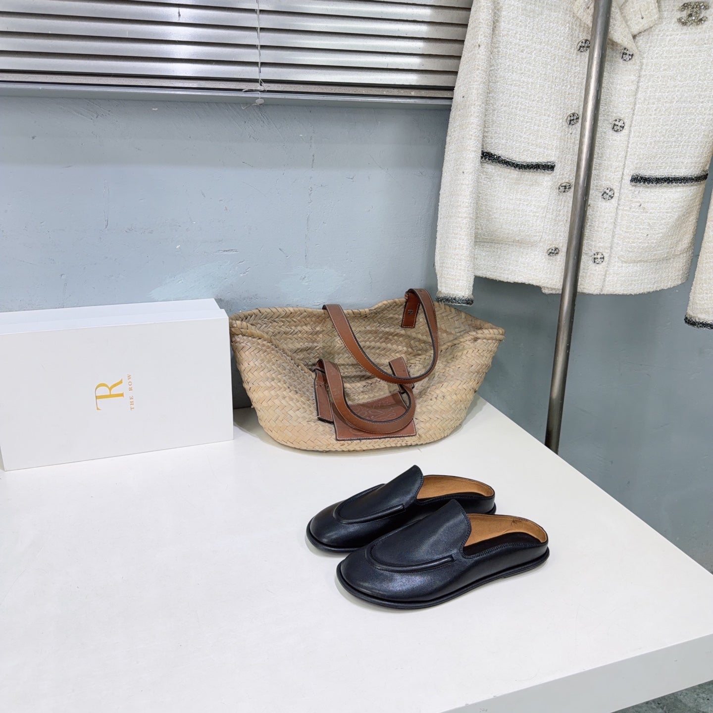 THE ROW 26S LOAFER MULES IN BLACK SMOOTH CALFSKIN
