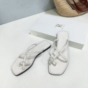 THE ROW 26S FLAT SANDALS IN WHITE CALFSKIN