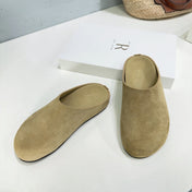 THE ROW 26S CLOG MULES IN BROWN SUEDE