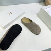 THE ROW 26S CLOG MULES IN TAUPE BROWN SUEDE