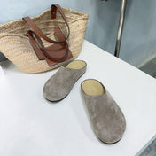 THE ROW 26S CLOG MULES IN TAUPE BROWN SUEDE