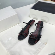 THE ROW 26S STRAPPY KITTEN HEEL SANDALS 30MM IN BLACK CALFSKIN