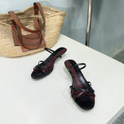 THE ROW 26S STRAPPY KITTEN HEEL SANDALS 30MM IN BLACK CALFSKIN