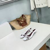THE ROW 26S STRAPPY KITTEN HEEL SANDALS 30MM IN WHITE CALFSKIN