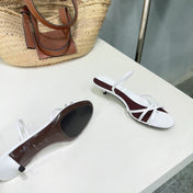 THE ROW 26S STRAPPY KITTEN HEEL SANDALS 30MM IN WHITE CALFSKIN