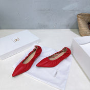 THE ROW 26S POINTED KITTEN HEEL PUMPS 35MM IN RED CALFSKIN