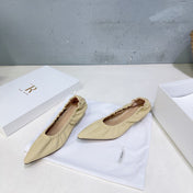 THE ROW 26S POINTED KITTEN HEEL PUMPS 35MM IN LIGHT BEIGE CALFSKIN