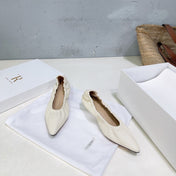 THE ROW 26S POINTED KITTEN HEEL PUMPS 35MM IN IVORY WHITE CALFSKIN