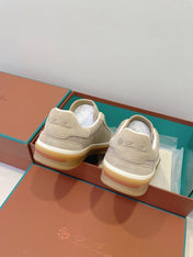SNEAKERS IN LIGHT BEIGE SUEDE WITH CANVAS