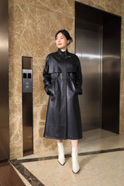 HERMES 25S LONG LEATHER COAT 359