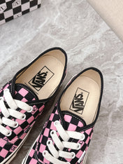 VALENTINO 25S GARAVANI X VANS SNEAKERS IN PINK MIX BLACK CANVAS