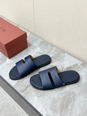 LP 26S CLASSIC H-CUT SLIDES IN NAVY BLUE CALFSKIN