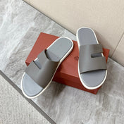 LP 26S CLASSIC H-CUT SLIDES IN GREY CALFSKIN