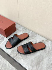 LP 26S CLASSIC H-CUT SLIDES IN BLACK GRAINED CALFSKIN
