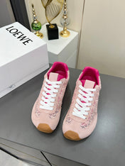LOEWE 26S RUNNER 2.0 SNEAKERS IN LIGHT PINK SUEDE AND ANAGRAM JACQUARD