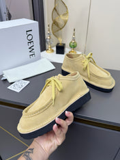 LOEWE 26S ANKLE BOOTS IN BEIGE SUEDE