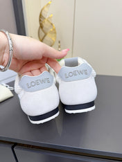 LOEWE 26S RUNNER 2.0 SNEAKERS IN LIGHT GREY SUEDE AND WHITE MESH FABRIC