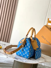 SPEEDY P9 BANDOULIÈRE 25 IN BLUE MONOGRAM CANVAS GOLD HARDWARE