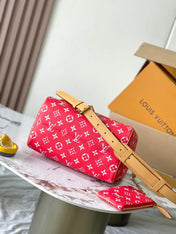 SPEEDY P9 BANDOULIÈRE 25 IN RED MONOGRAM CANVAS GOLD HARDWARE