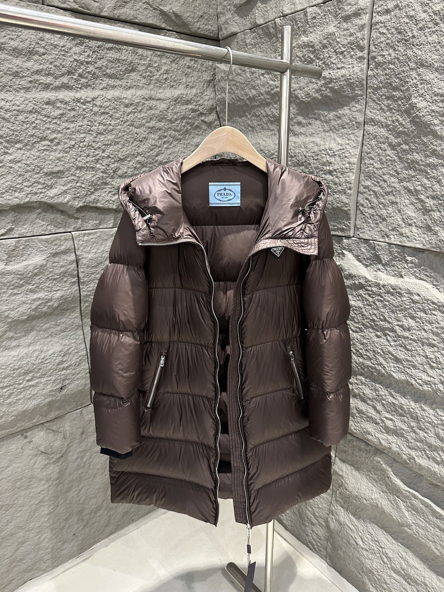PRADA 25S LONG DOWN COAT WITH HOOD 226