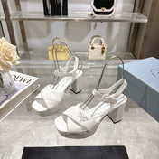 PRADA 25S HIGH-HEEL SANDALS 85 MM IN WHITE LAMBSKIN